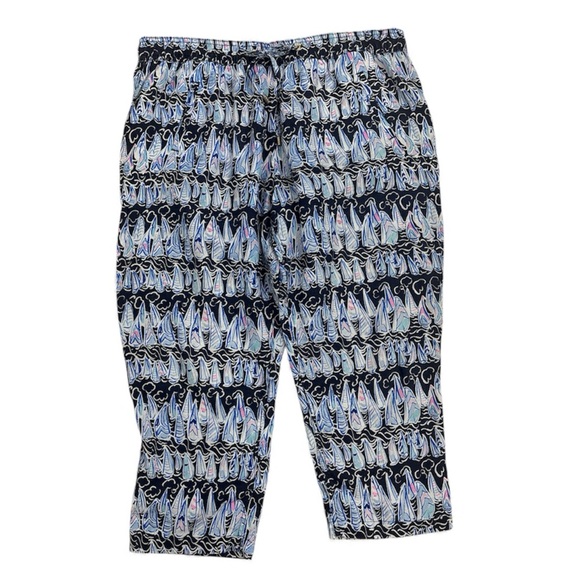 Lilly Pulitzer Other - Lilly Pulitzer Taron Linen Pants in the Low Tide Navy Sails, 24” inseam, Sz XL